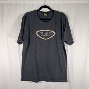 Salt Lake City Utah Shirt Unisex Large Grey Graphic Print Short Sleeve Cotton Bl